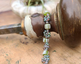 Handmade Deluxe Daisy Chain Boho Beaded Bracelet with Gooseberry beads; Silver, Gold, Brass or Copper Clasp; Great Gift; Fall, Sage