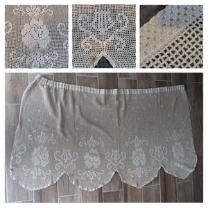 Crochet  Curtain Valance ,curtain pelmet, Rustic  Country curtain Tier ,bedroom window pelmet , crochet lace valance, curtain  treatments