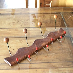 Coat rack ,Wooden coat / hat rack , Vintage Israeli furniture ,hallway coat rack, mud room coat rack,Israeli vintage,wall mounted coat rack