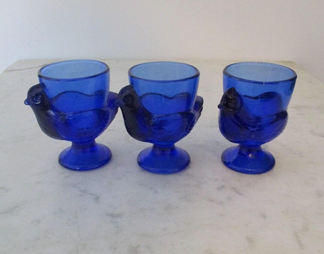 French Cobalt Blue Egg Cups cobalt Blue Glass Chicken Egg Cup Etsy