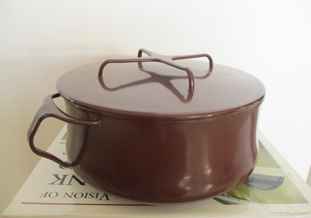 Brown Dansk Enamel Stock Pot With Lid. Scandinavian Cookware. Mid