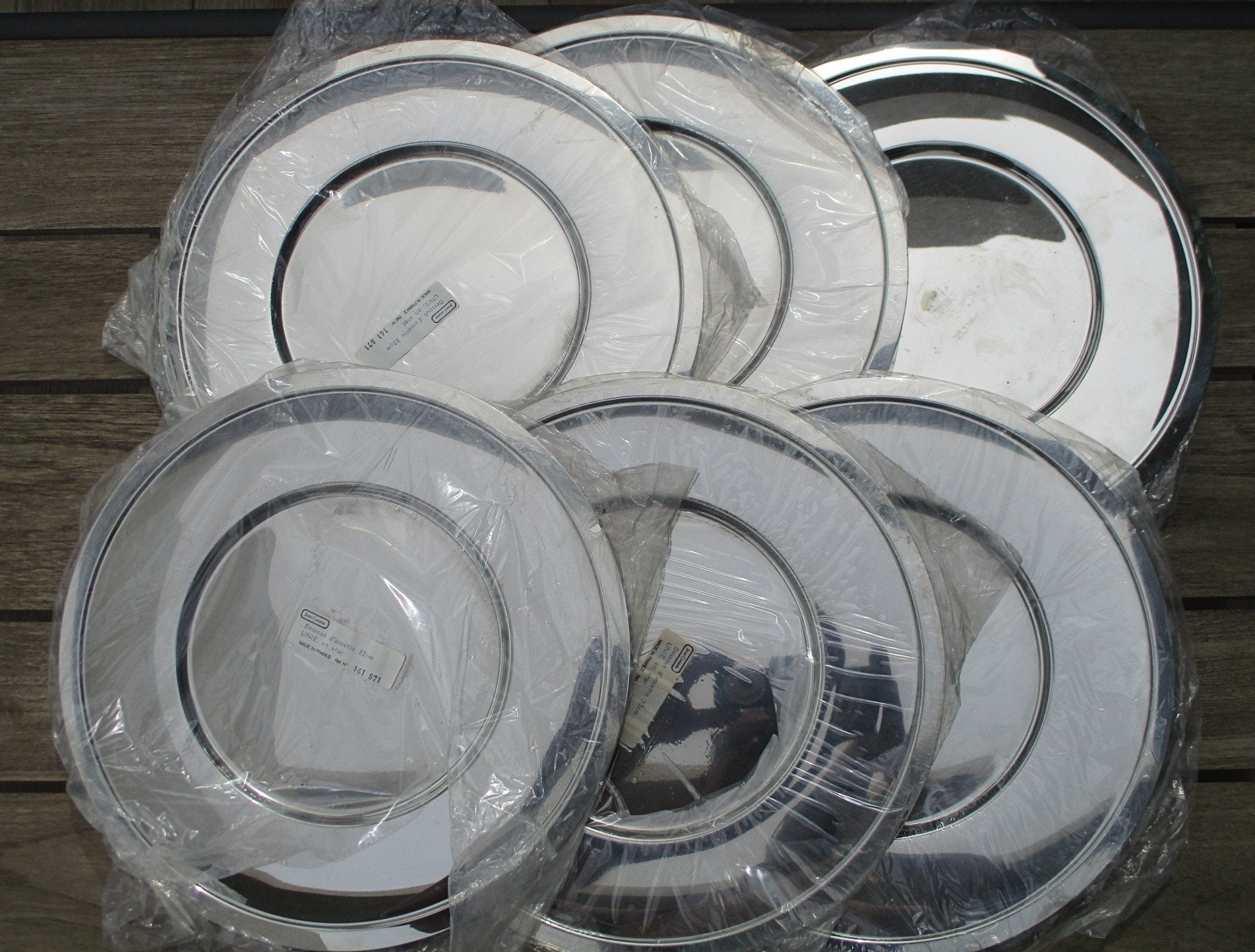 Jean Couzon Under plates  , French Chargers ,18/10   under plates plates ,  under plates MCM French  dinner sous plat set Round Jean Couzon