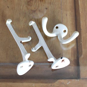 Porcelain towel rack, 2 prong towel hook, porcelian shelf brackets , bathroom porcelain set , vintage porcelain bathroom lot