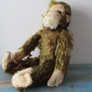 German Mohair monkey doll ,toy monkey , vintage monkey, german monkey doll. Jointed 1950&#39;s Mohair Monkey, Vintage German Monkey doll,