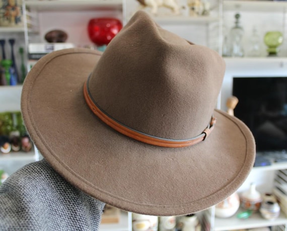 Broner Leisure Felt Tan Wool Hat Leather Braid Band  display picture 1