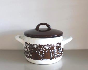 Arabia Kaj Frank Emaille , Finel Arabia Emaille Kochtopf , Kaj Frank , finnisches Retro Küchengeschirr, Finel Arabia Kochtopf,