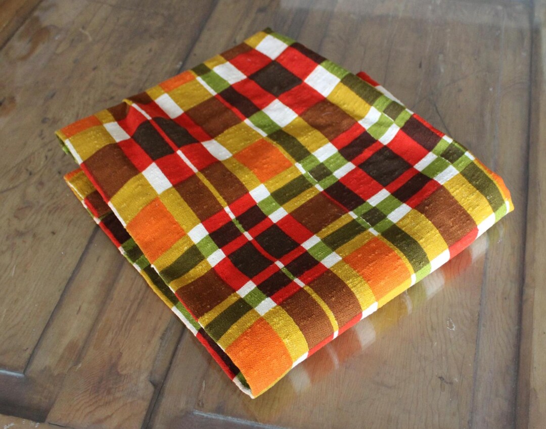 Vintage Fall Thanksgiving Plaid Linen Cloth, Rectangular Tablecloth ...
