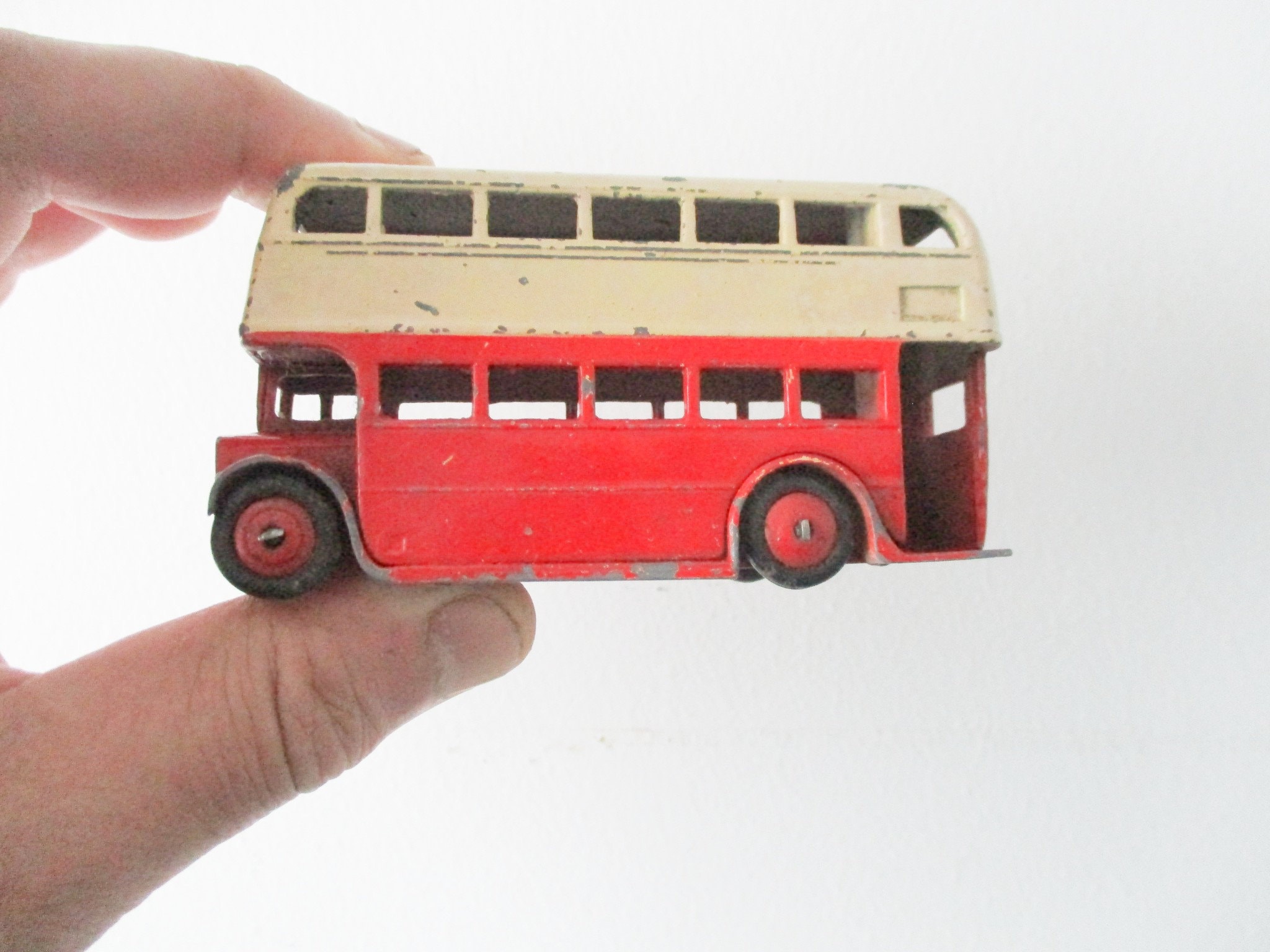 2 Bus à Impériale Dinky Toys Dunlop Tyres 290 Vert Et Crème Vintage Angleterre