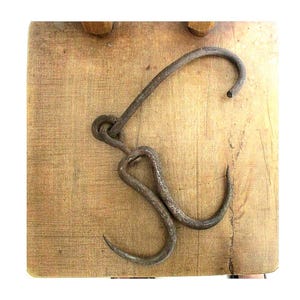 Schmied Doppel-Fleischhaken, Greifhaken, Metzgerei Wurstaufhänger, Topfaufhänger, Fleischhaken, rustikale Küche, Bauernküchendekor