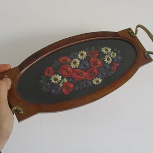 Embroidered dressing table trayembroidered tray,Needle point tray,toiletry tray,vintage tray,womans toiletry tray,Bed room tray