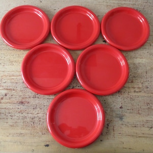 Biesse red Melamine plate set ,Pino Spagnolo for Biesse, Coffee Set, Biesse Italy 70s,Red Biessa plates ,Italian tableware ,vintage Biesse