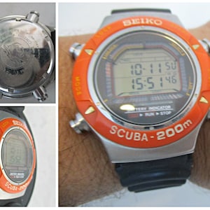 1990s Seiko Scuba Air Diver's 200M Orange Digital Watch - Etsy UK