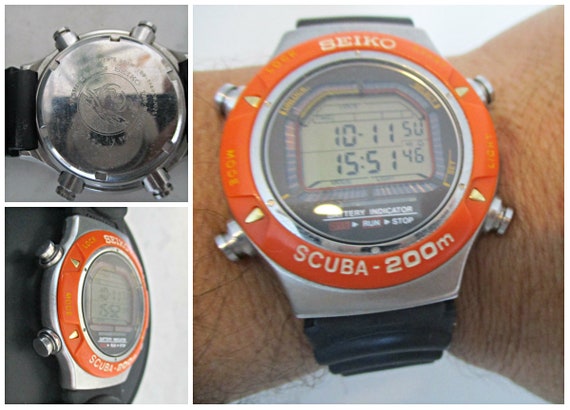 1990s Seiko Scuba Air Diver's 200M Orange Digital
