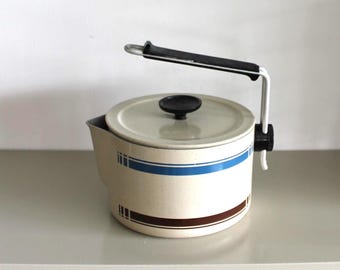 Pentola modernista in alluminio smaltato, pentola salvaspazio con manico regolabile, bollitore da campeggio, pentole da campeggio in camper, pentola da campeggio in alluminio