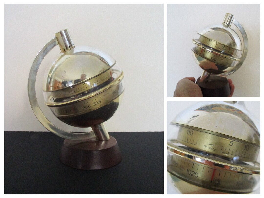 Sputnik Space Age Barometer Thermometer Weather Station Desk Etsy