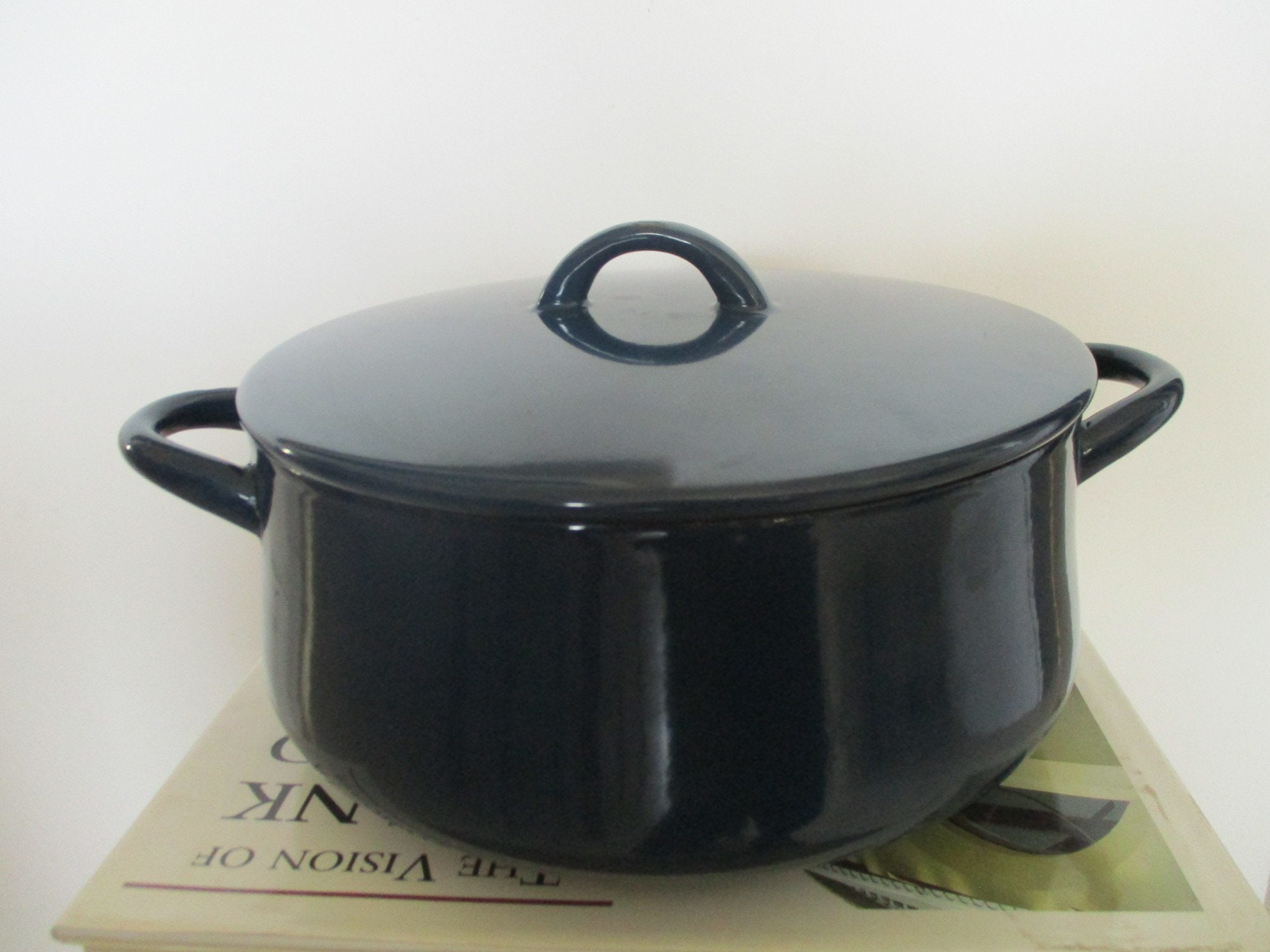 Vintage Blue Dansk Kobencast Kobenstyle Stock Pot 