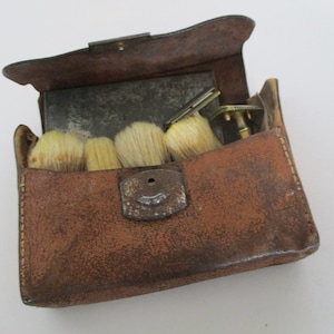 kit de rasage vintage, anneau simple Gillette, kit de rasage de voyage, ancien Gillette des années 1900, rasoirs de sûreté anciens.