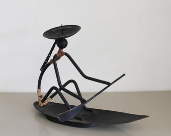 Danish  Candleholders,LAURIDS LONBORG candle holder,Danish black wire  candelabra,Bror Bonfils candle holder,Black wire candle holder.