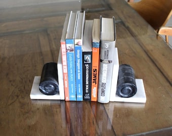 Geometrical marble bookends,vintage Bookends, Book lovers gift,Book decor,vintage sculptural marble bookends,Art Deco / Bauhaus bookends