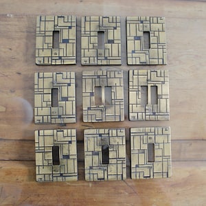 Italiensk mässing Enkel/dubbel vippströmbrytarplatta, parti, vintage Vimar Italien mässing vippströmbrytarplatta skydd, vintage mässing ljusströmbrytarskydd