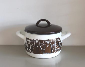 Arabia Kaj Frank Emaille , Finel Arabia Emaille Kochtopf , Kaj Frank , finnisches Retro Küchengeschirr, Finel Arabia Kochtopf,