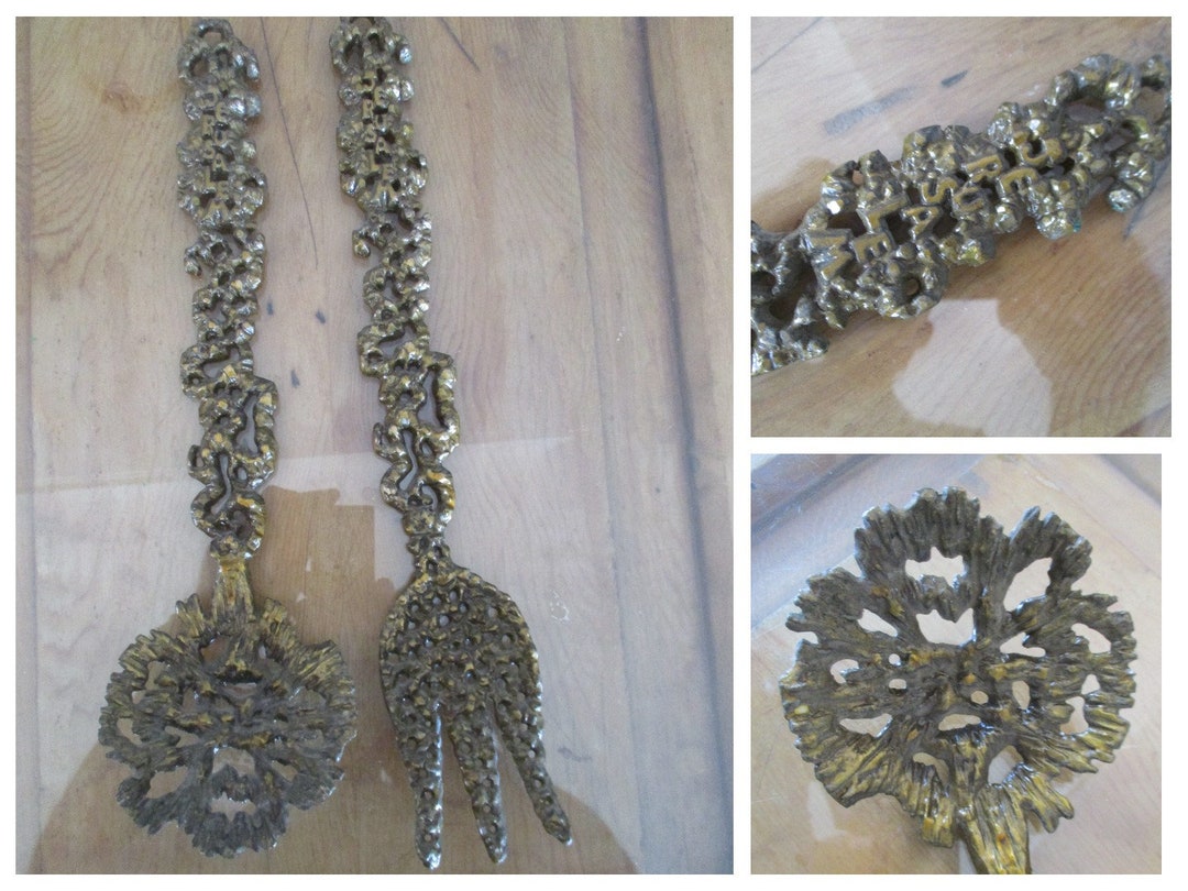 Brass Spoon and Fork brass Kitchen Wall Set hanging Spoon Etsy