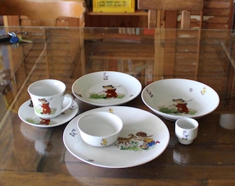 Naaman Porcelain Children's tableware set, Childs tableware set Children playing,Naaman Porcelain Israel Children's Porcelain Dinnerware Set
