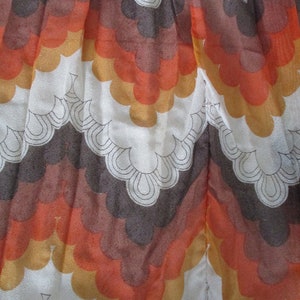 Retro 70s curtain  op-art pattern brown, orange .Retro 70s curtains , 70s pattern curtain , vintage op art fabric , MCM retro curtains .