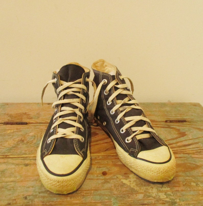 Vintage High Top Black Converse Chuck Taylor Shoes USA Made 5 - Etsy