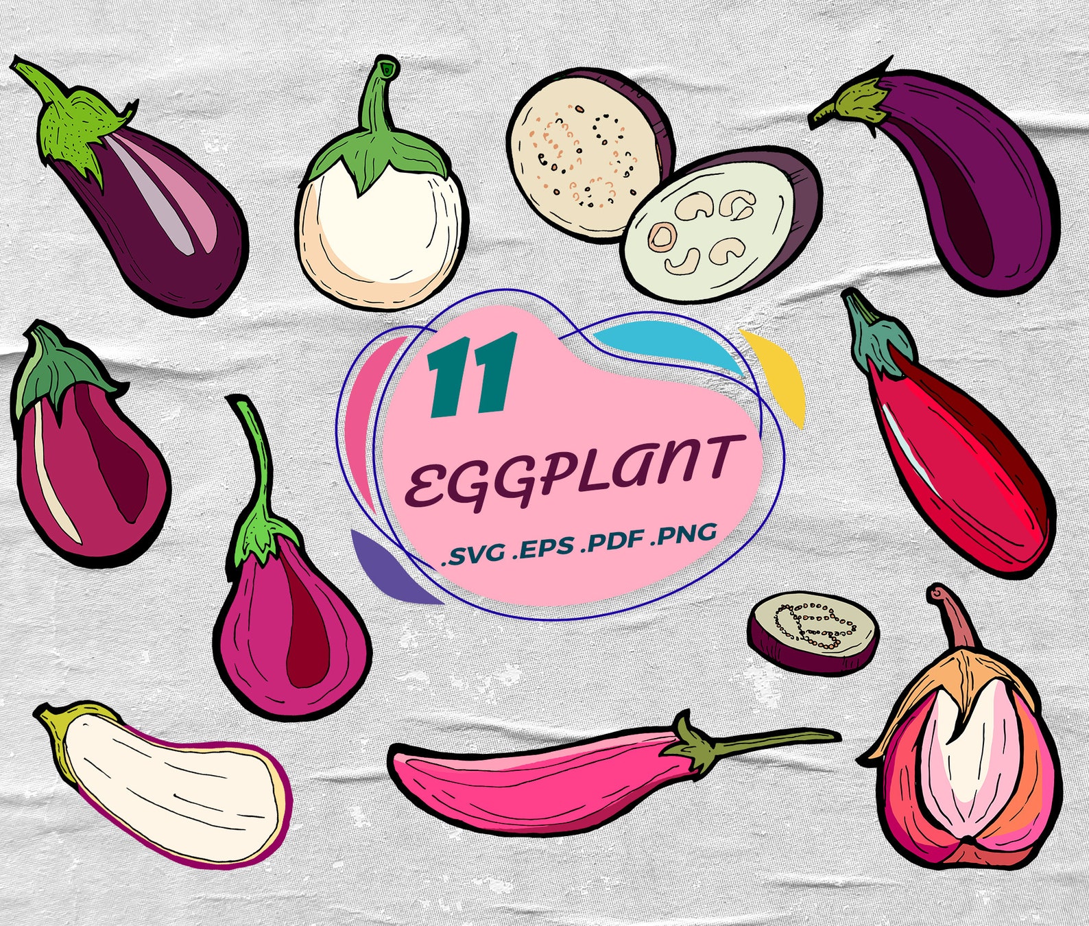 Eggplant svgEggplant SVG Split Eggplant Name Frame Vector Etsy