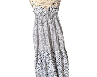 princess polly baby blue dress S - 90s Boho Maxi Dress - Indian Gauze Cotton Spaghetti Strap - Paisley  Block Print Summer Sun Dress