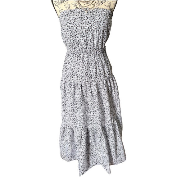 Vtg Gap Maxi Dress Boho Romantic Strapless Blue Floral Small
