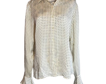 Ralph Lauren Silk  90's Silk button down polka dot shirt Top 10