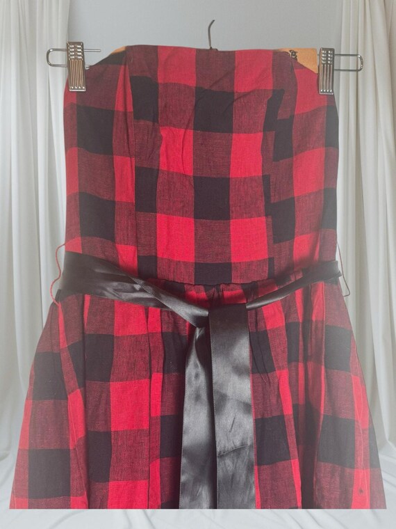 red buffalo plaid dress womens Womens Matching Family Christmas Long Sleeve Buffalo Plaid Flannel Knit Shirt Dress - RED