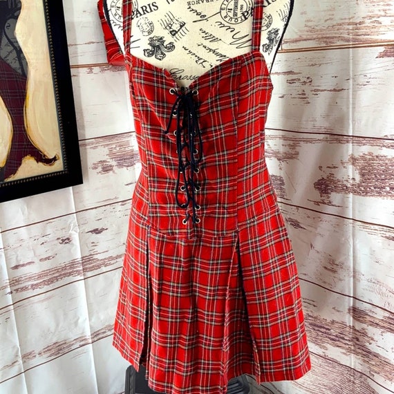 Lip Service Red Tartan School Girl Vintage Mini L