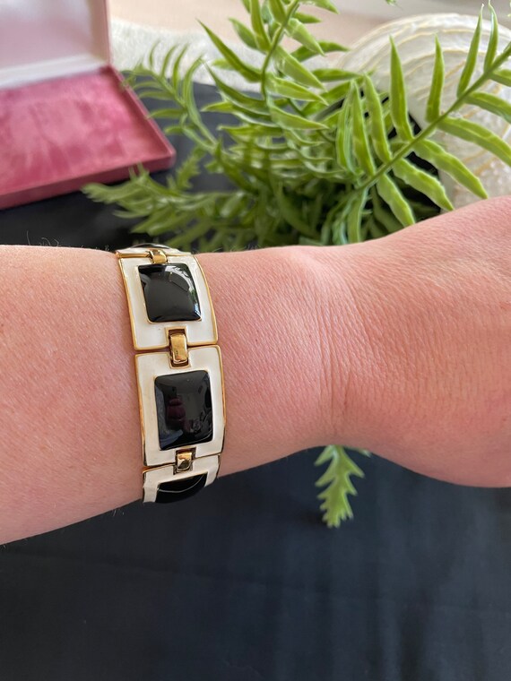 Vintage Joan Rivers bracelet- enamelled , geometr… - image 3