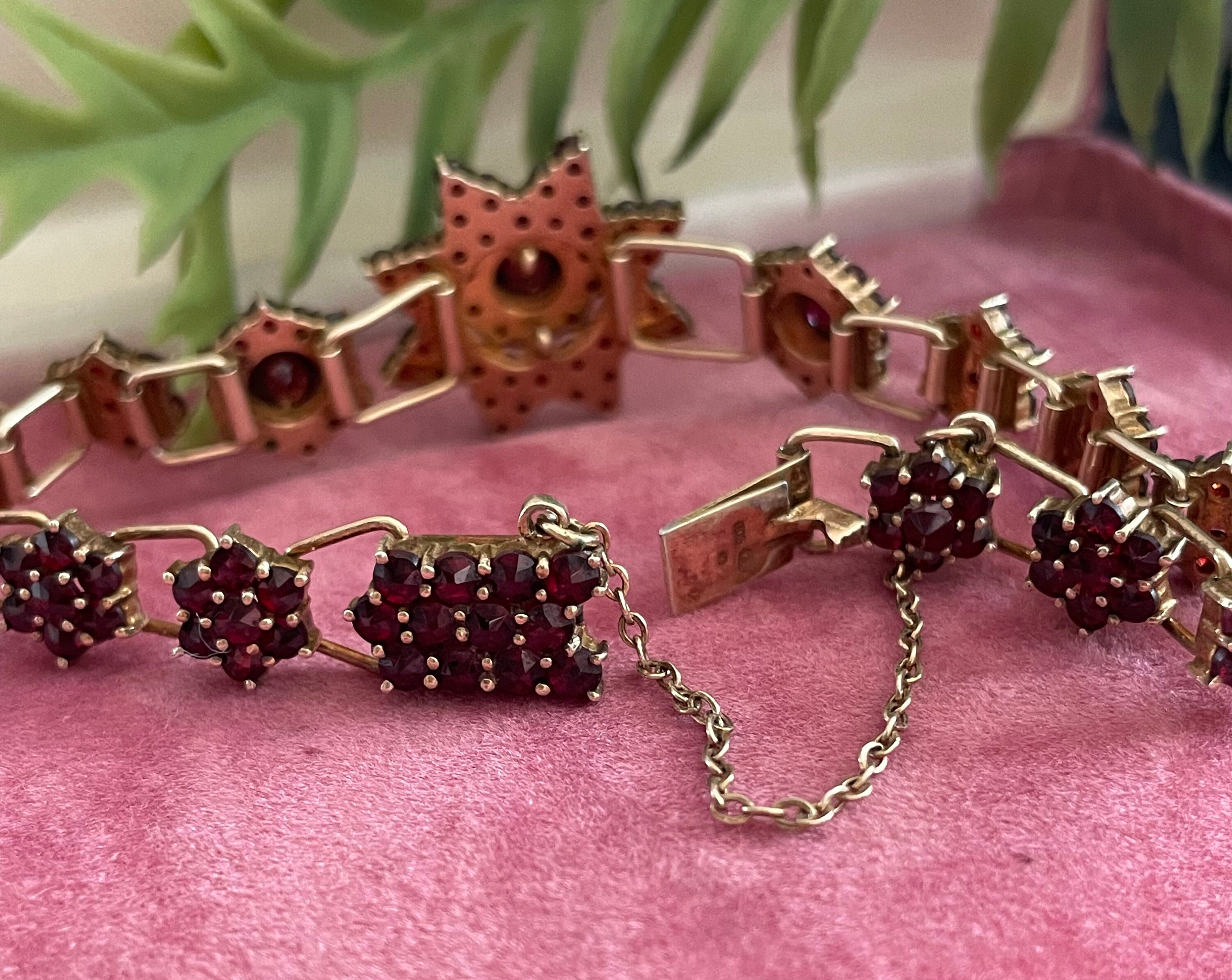 ヴィンテージブレスレット ガーネットブレスレット 22カラットゴールド