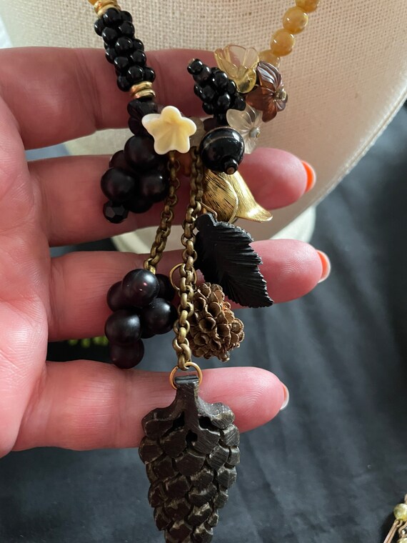 Vintage Art Nouveau style necklace- 2 strand bead… - image 4