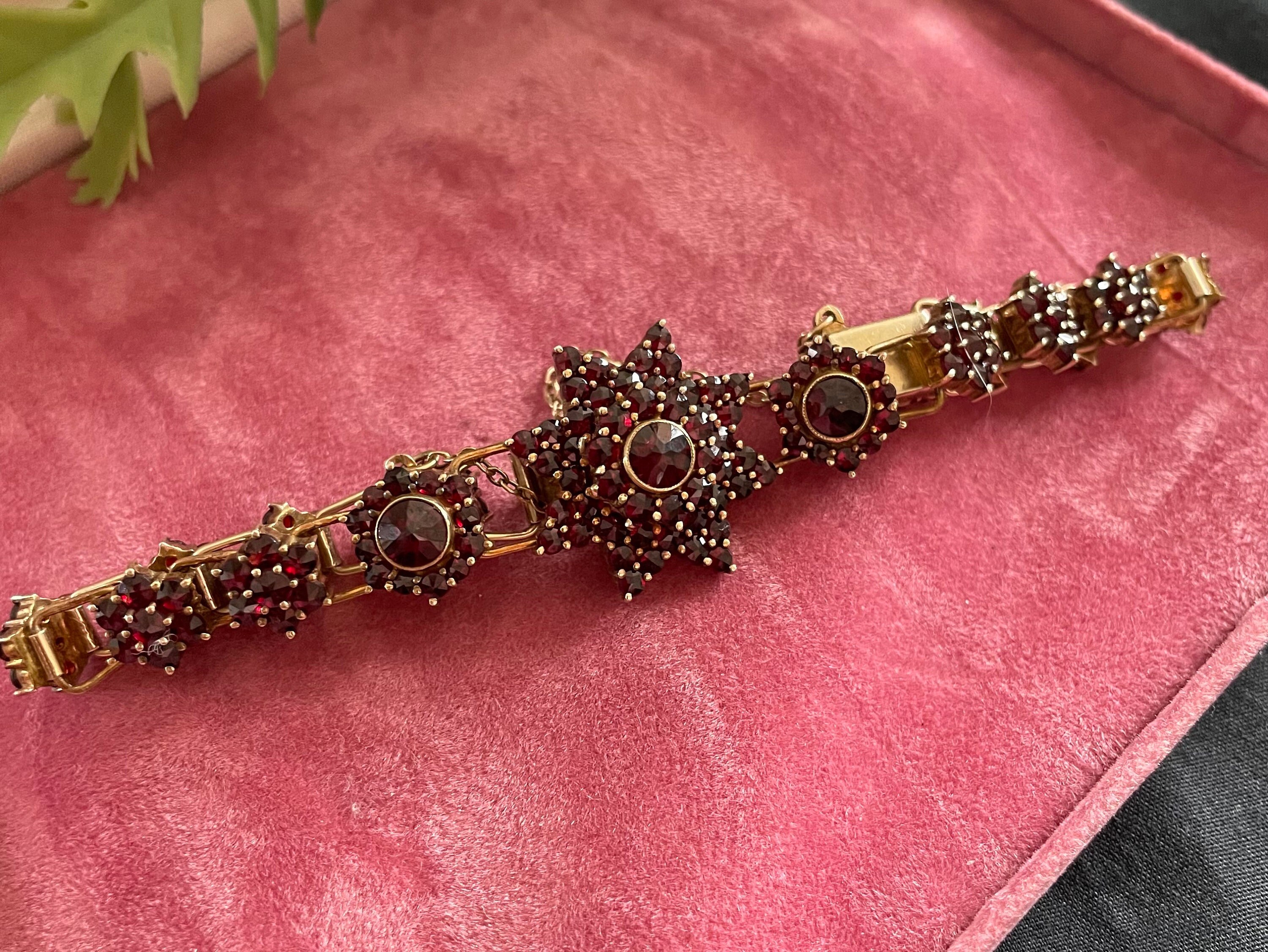 ヴィンテージブレスレット ガーネットブレスレット 22カラットゴールド