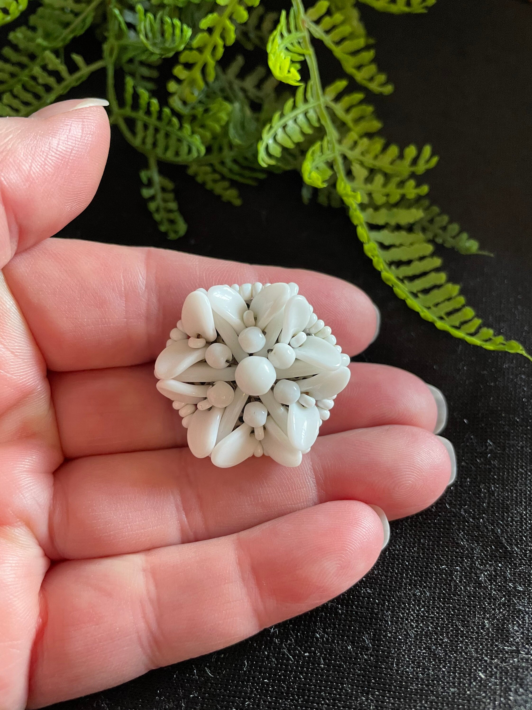 Vintage Milk Glass Brooch Hand Made Etsy