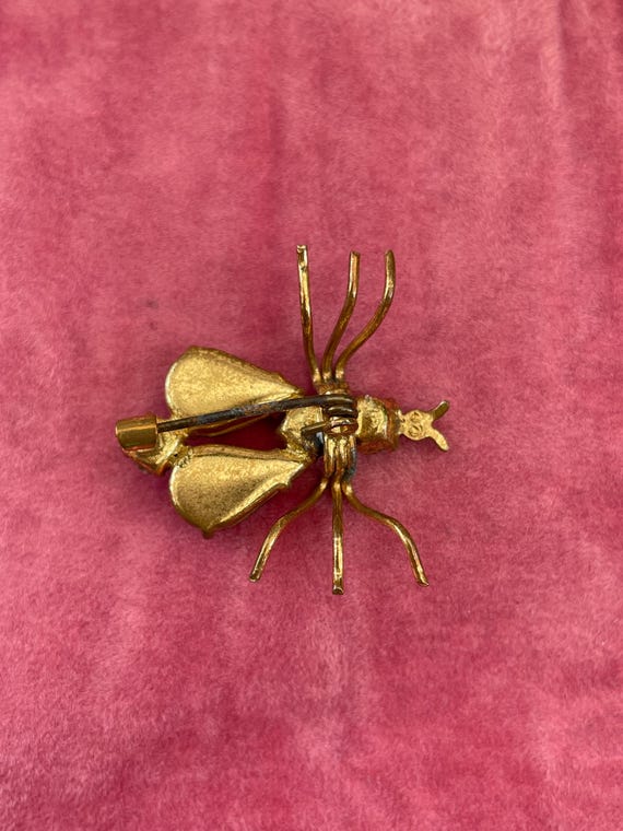 Vintage brooch insect paste ruby past diamond Vic… - image 5