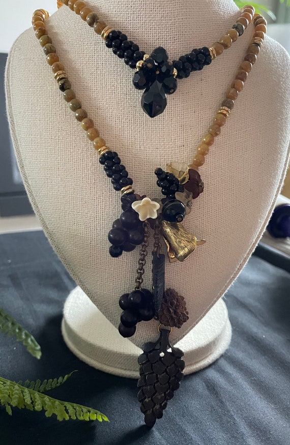 Vintage Art Nouveau style necklace- 2 strand bead… - image 1