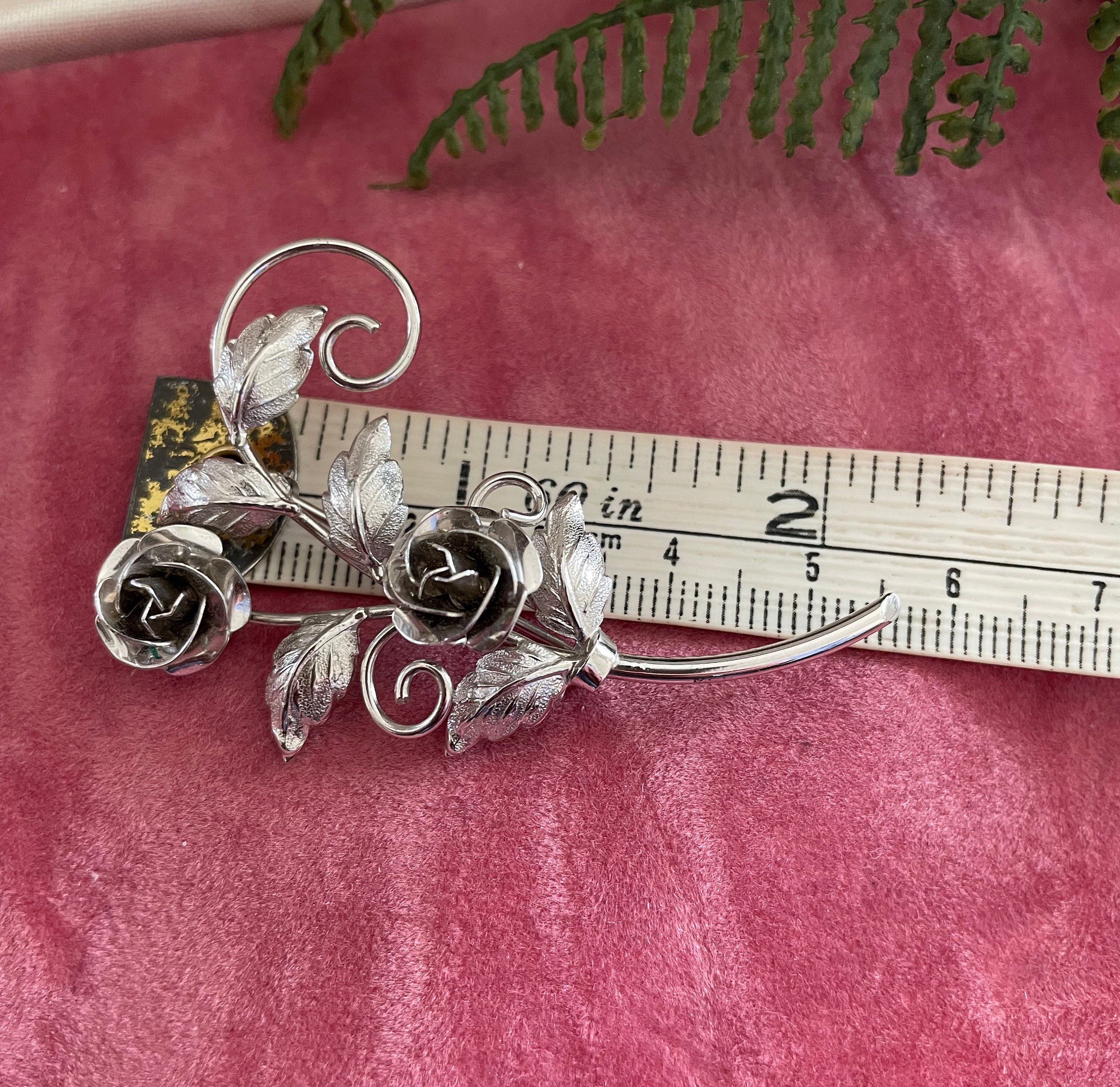 Vintage Sterling Silver Rose Brooch by ECCO Canada - Etsy Canada