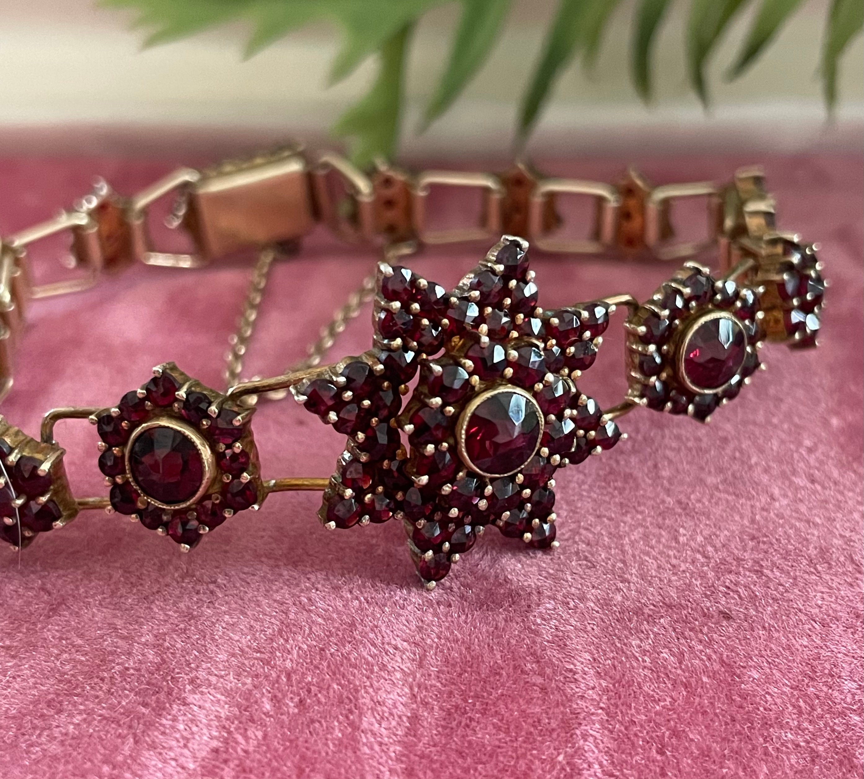 ヴィンテージブレスレット ガーネットブレスレット 22カラットゴールド