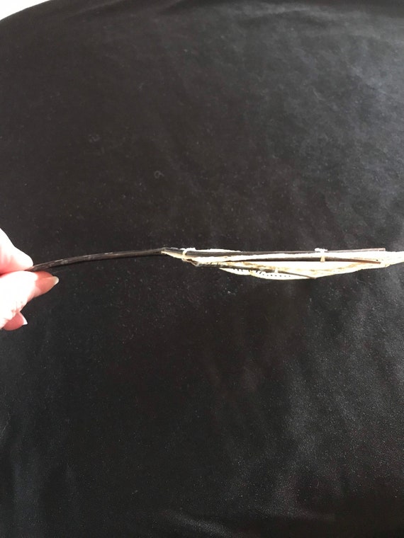 Antique Java hand held face fan, gold guild buffa… - image 9