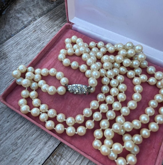 Collier Vintage Double Rangs - Fausses Perles Et Pâte De Verre Art Déco - Très Bon état
