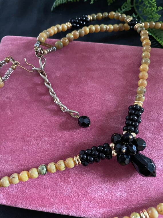 Vintage Art Nouveau style necklace- 2 strand bead… - image 7