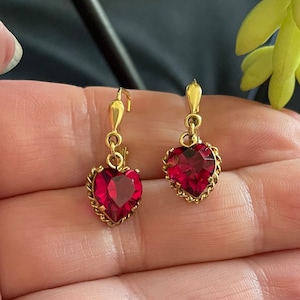 REDUCED** Antique earrings- Andreas Daub rolled gold. Hearts, German- lever back .. rare find Austrian crystal