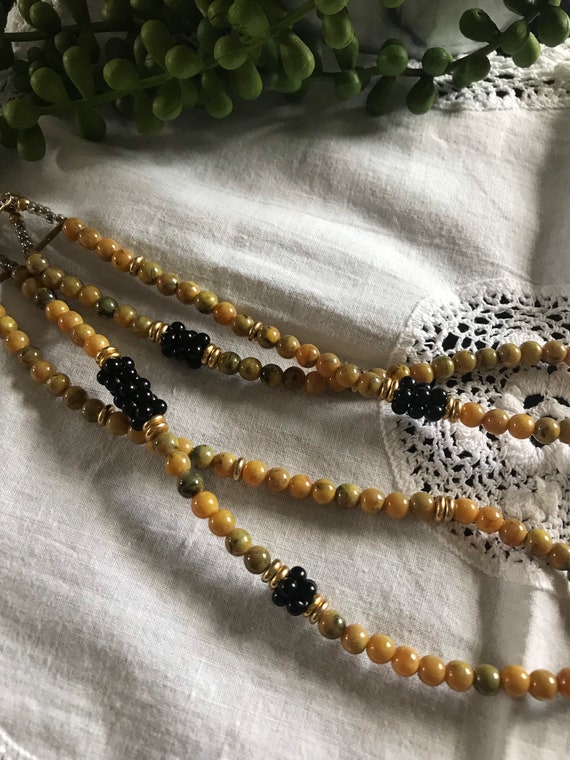 Vintage Art Nouveau style necklace- 2 strand bead… - image 8