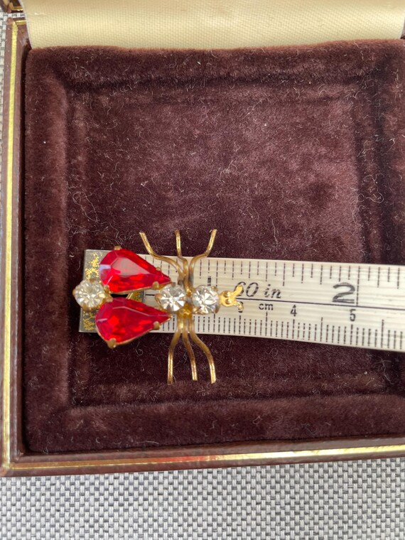 Vintage brooch insect paste ruby past diamond Vic… - image 6